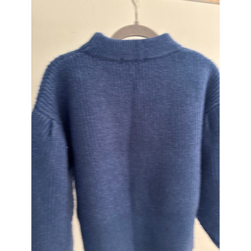 Forever 21 Women’s Blue Mock Neck Cropped Sweater Chunky Knit Pullover - Picture 5 of 15